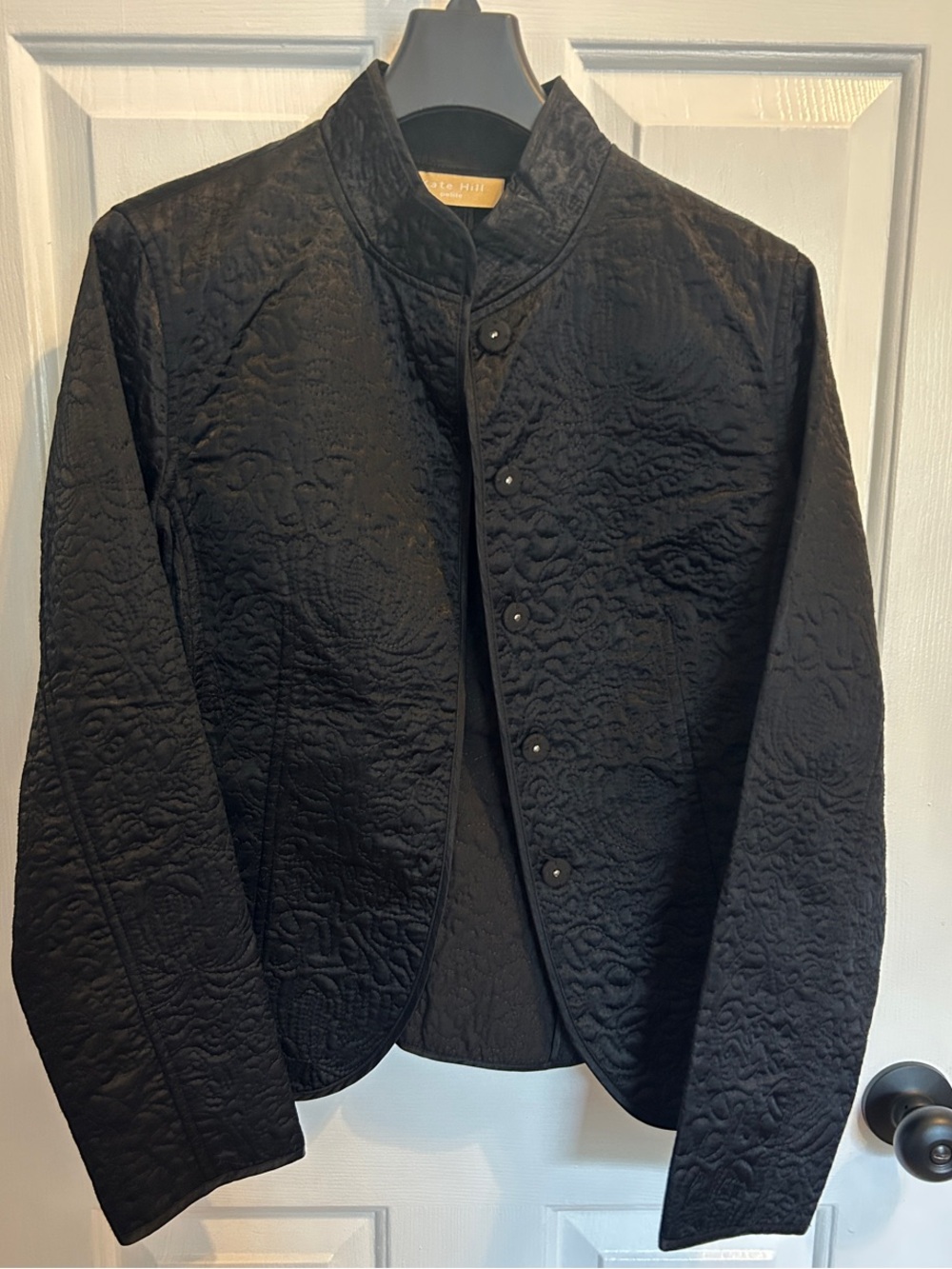 Kate Hill Black Quilted Stand-Collar Jacket